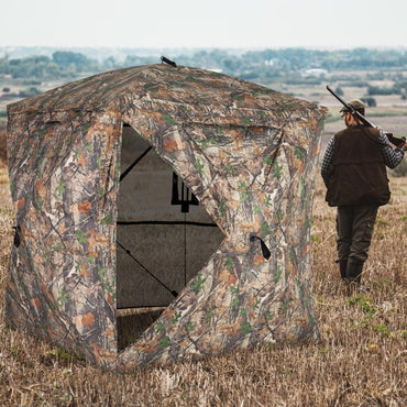 Tangkula 270° See Through Hunting Blind with Silent Magnetic Door & 4 Windows