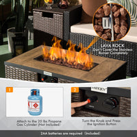 Tangkula 2 Piece Outdoor Propane Fire Pit Table Set with Hideaway Propane Tank Holder