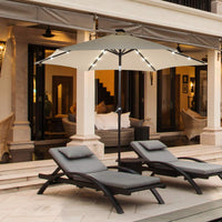 9FT Solar Powered LED Lighted Patio Umbrella, Table Market Umbrella with Tilt and Crank