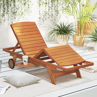 Chaise Longue Extérieure Tangkula avec Roues, Dossier 4 Positions Réglable et Repose-Pieds Rallongeable, Table d'appoint (1/2)