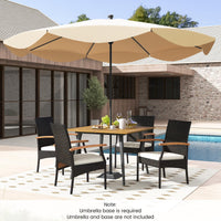 Tangkula 5 Pieces Patio PE Wicker Dining Set, 42.5” Square Acacia Wood Dining Table with 1.9” Umbrella Hole