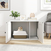 Tangkula Cat Litter Box Enclosure | Hidden Cat Washroom Cabinet with Double Doors