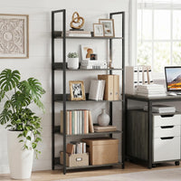 Tangkula 61”H Open Bookcase with Metal Frame