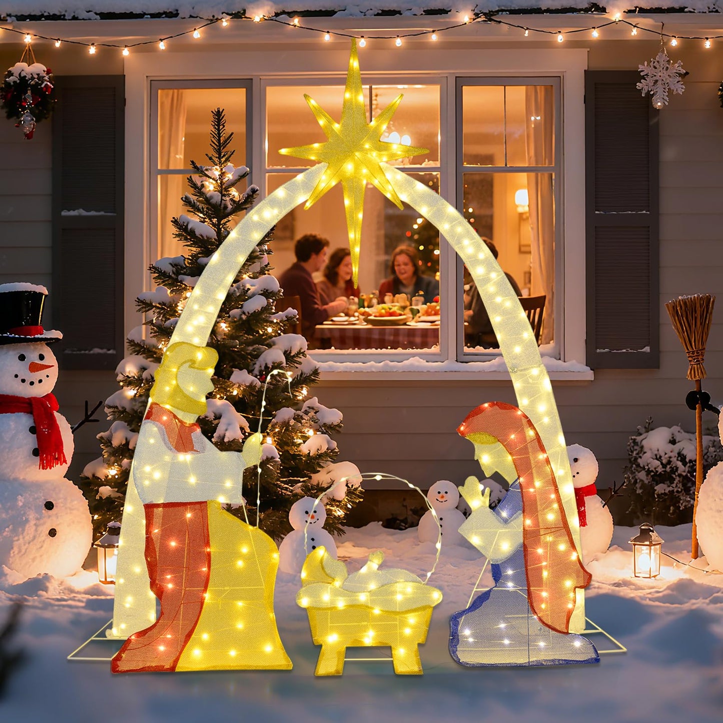 Tangkula 6 FT Christmas Lighted Nativity Scene Set