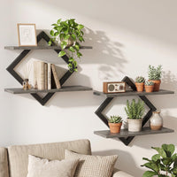Tangkula Floating Shelves for Wall with Geometric Frame