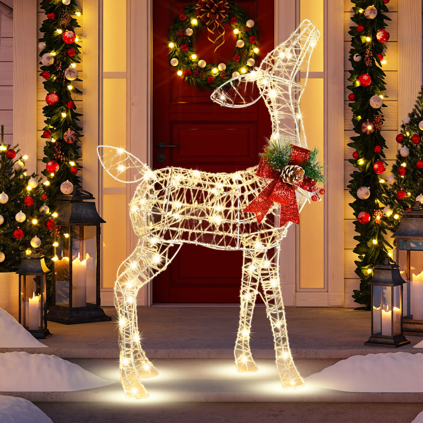 Tangkula Lighted Christmas Reindeer