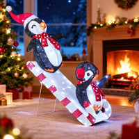 Décoration de Noël Tangkula Scène de toboggan Pingouin illuminé 1,20 m