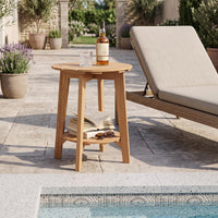 Tangkula Outdoor 2-Tier Eucalyptus Wood Side Table(1/2)