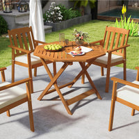 Table de salle à manger Tangkula en bois pour patio avec trou pour parasol de 5 cm