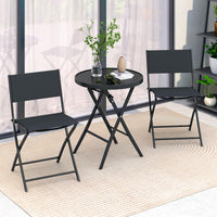 Ensemble bistrot pliant 3 pièces Tangkula avec siège en tissu respirant et plateau de table en verre trempé