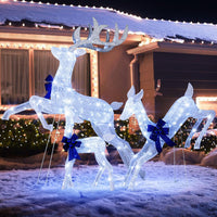 Tangkula 3 Pieces Lighted Christmas Reindeer for Lawn Yard Garden