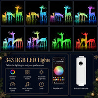 Tangkula 3-Piece RGB Lighted Christmas Deer Family Set with APP Control