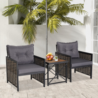 Tangkula 3 Piece Rattan Chair Set