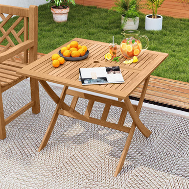 Tangkula 36" Patio Dining Table Folding Acacia Wood