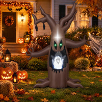 Tangkula 8 FT Halloween Inflatable Dead Tree with Animated Popping Ghost