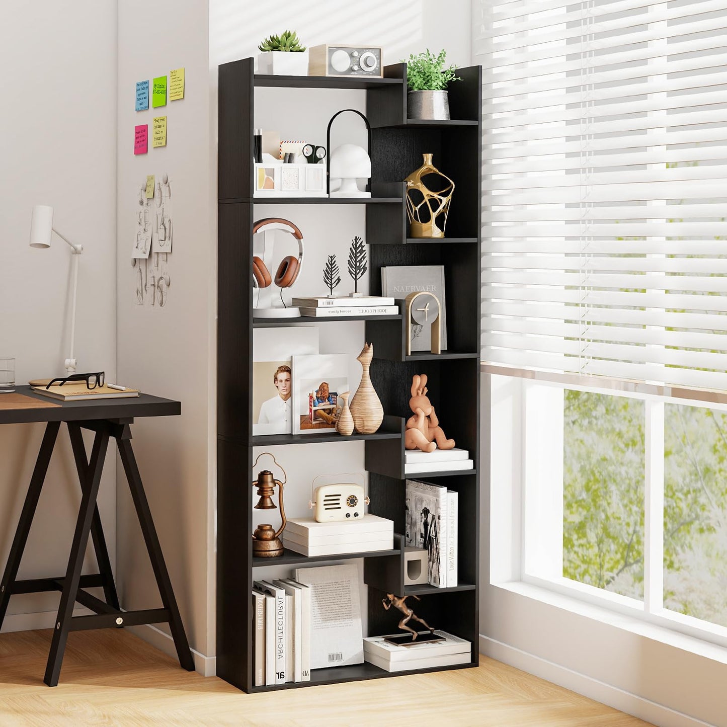 Tangkula 6-Tier Bookshelf | 64”H Tall Open Bookcase with Anti-Tip Kits (1/2)