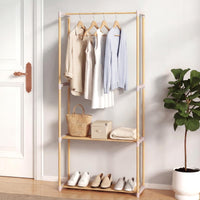 Tangkula Solid Wood Clothes Rack Freestanding Clothing Racks