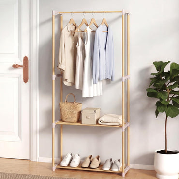 Tangkula Solid Wood Clothes Rack Freestanding Clothing Racks