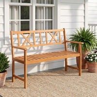 Tangkula 2-Person Acacia Wood Outdoor Garden Bench with Cushion(Without seat cushion)