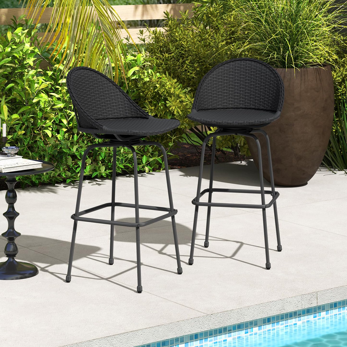 Tabourets de bar pivotants en rotin Tangkula Chaises de comptoir de terrasse