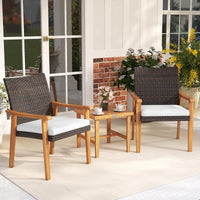 Ensemble de mobilier de patio en osier PE Tangkula 3 pièces pour véranda