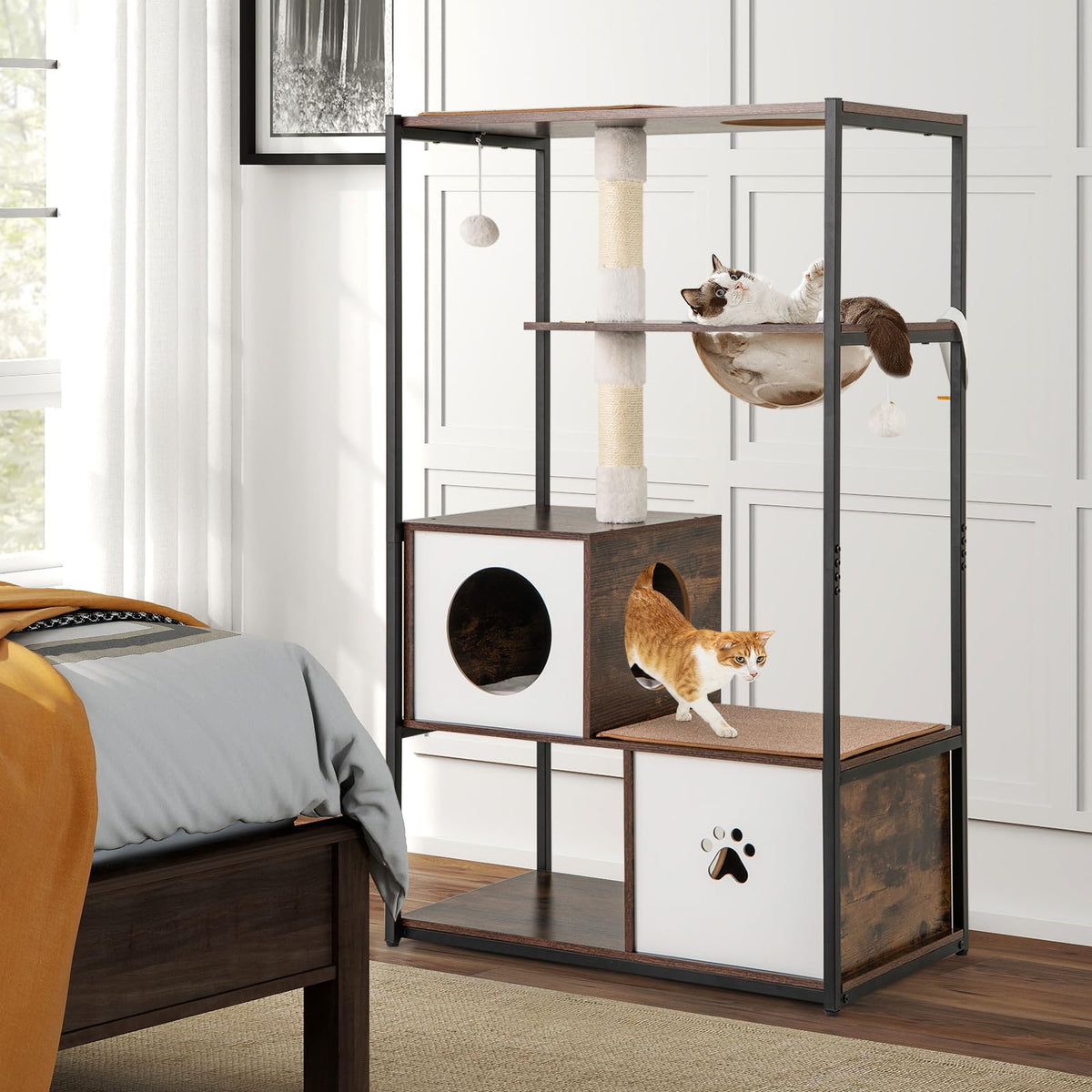 Tangkula Modern Cat Tree 52 Inch Multi-Level Cat Tower for Indoor Cats