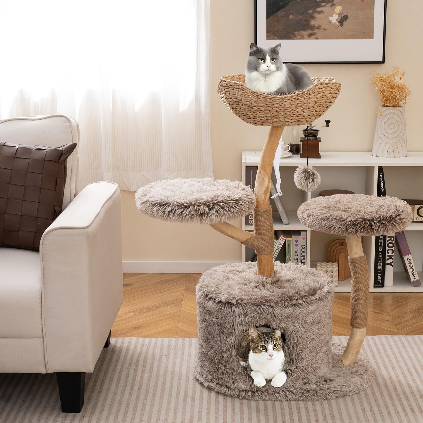 Arbre à chat Tangkula en bois massif pour chatons d'intérieur