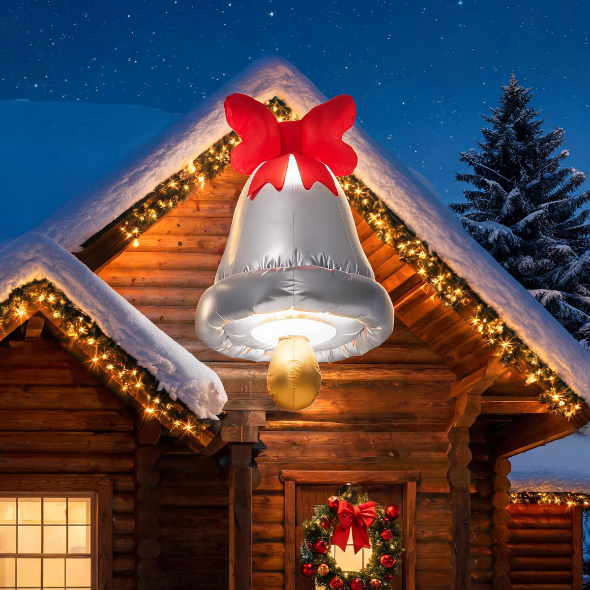 Tangkula 6.1 FT Giant Inflatable Christmas Bell Outdoor Decoration