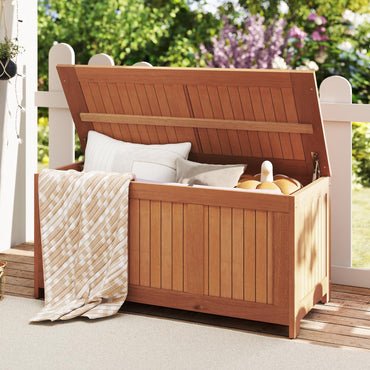 Tangkula 58 Gallon Wood Deck Box for Garden