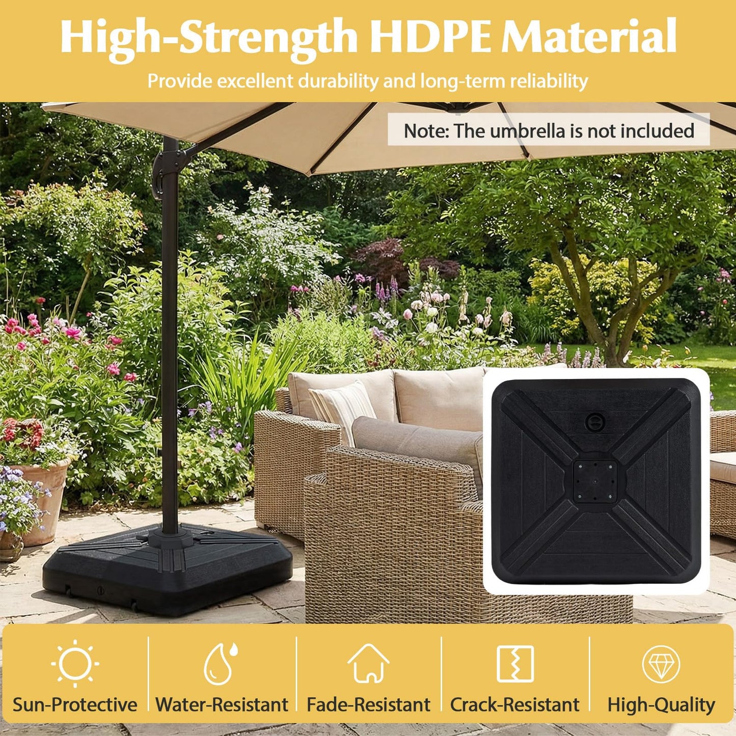 Tangkula Cantilever Umbrella Base with Wheels for Patio Backyard Poolside