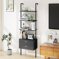 Tangkula Ladder Bookshelf with Storage Wall Mount Storage Bookcase(1/2)