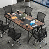 Tangkula 6 FT Rectangular Conference Table with Mesh Storage Shelf & Cable Grommet