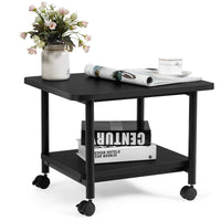 Tangkula 2-Tier Printer Stand, Under Desk Rolling Printer Cart with 2 Storage Shelves, Mobile Machine Stand Storage Rack for Home Office