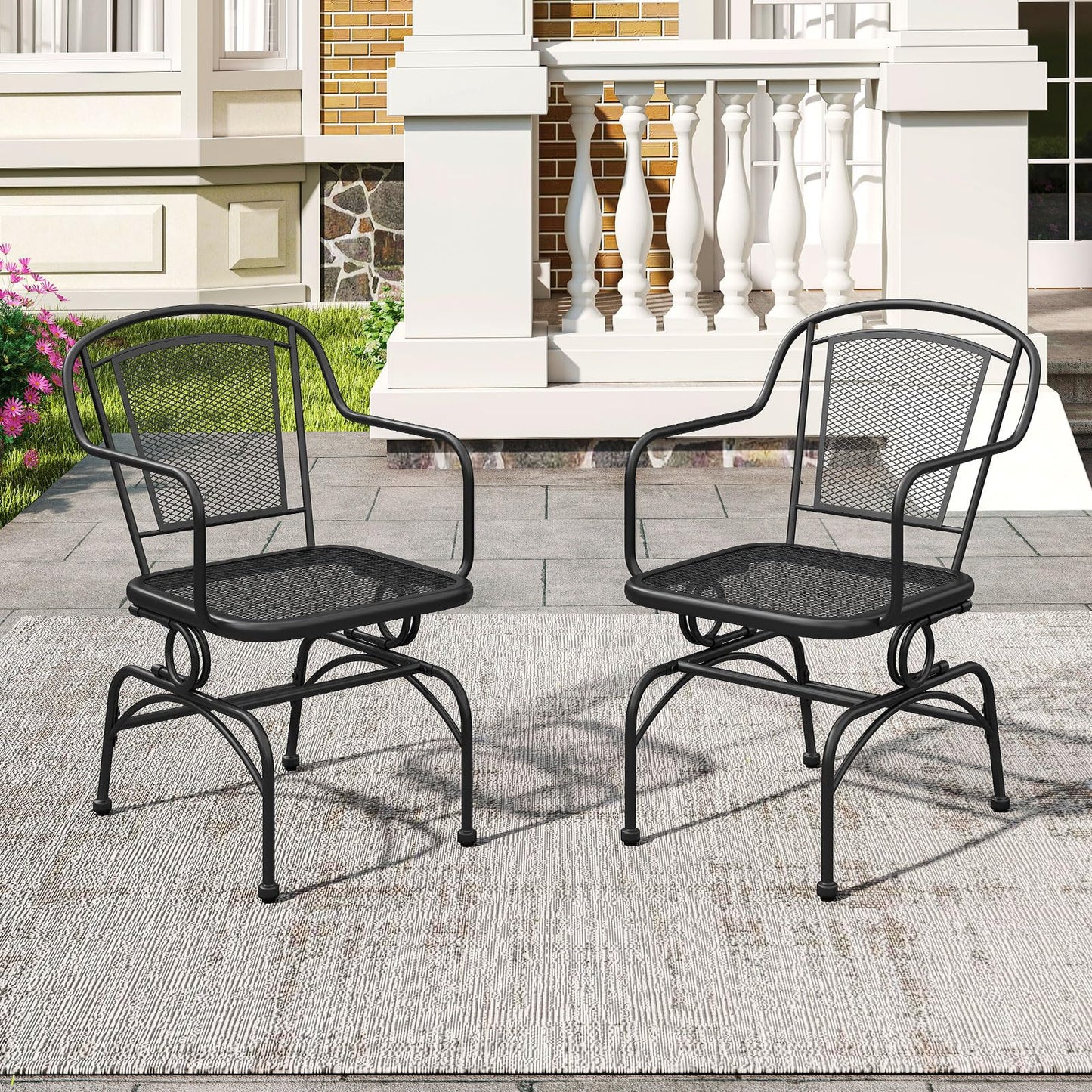 Tangkula Outdoor Rocking Chair Set with Steady Rocking Function