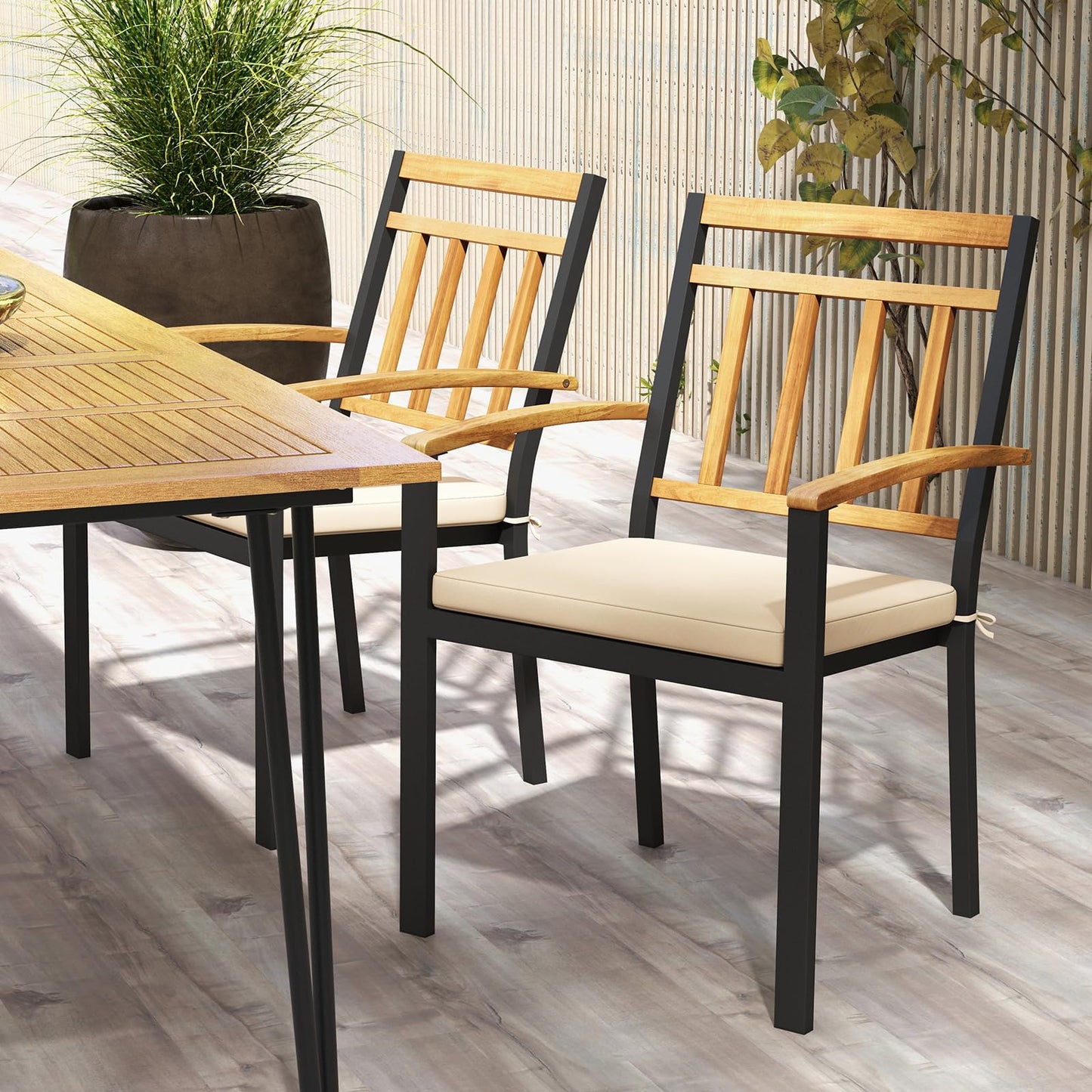Tangkula Patio Dining Chairs Set of 2/4 Metal Outdoor Chairs