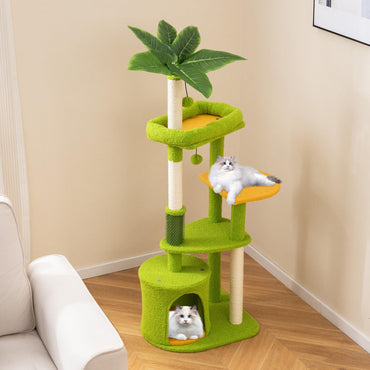 Arbre à chat Tangkula 48"H Palm mignon avec poteaux à griffer en sisal et perchoir supérieur rembourré