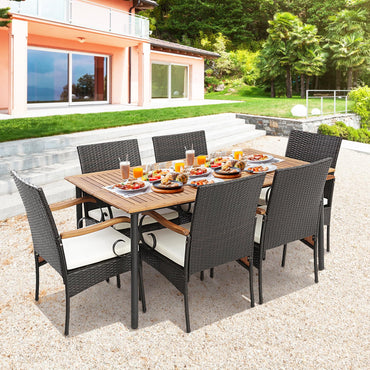 Tangkula 7-Piece Outdoor Dining Set All-Weather Patio Conversation Furniture Set