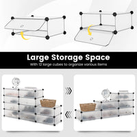 Tangkula 12-Cube Shoe Rack, DIY Cubes Storage Cabinet
