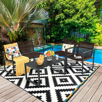 Tangkula 4 Pieces Patio Furniture Set, Outdoor Conversation Sofa Set with Coffee Table