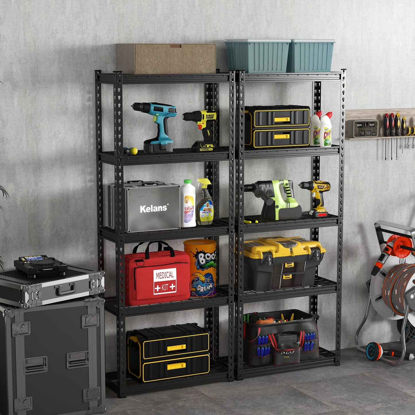 Tangkula 5-Tier Garage Storage Shelves, Heavy Duty Metal Storage Shelving Unit, 27.5" L x 12" W x 66" H
