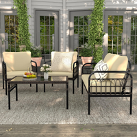 Tangkula 4 Pieces Patio Furniture Set, Outdoor Wicker Conversation Bistro Set
