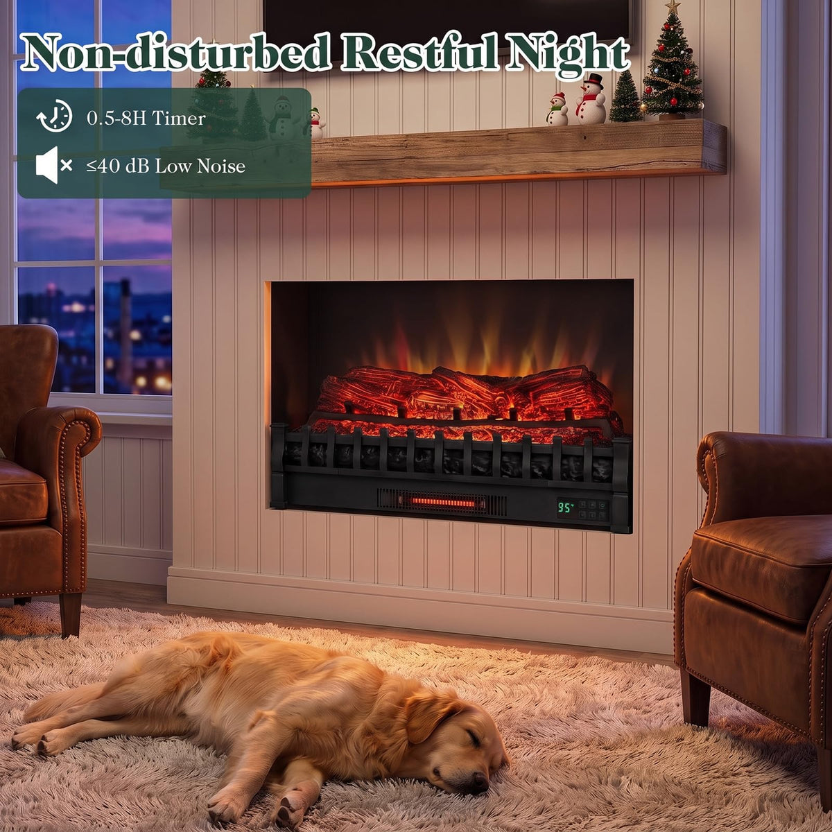 Tangkula 30" WiFi Fireplace Insert Pinewood Set