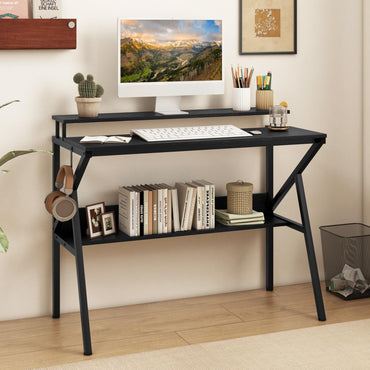 Tangkula Bureau Informatique à 2 Niveaux avec Support Moniteur