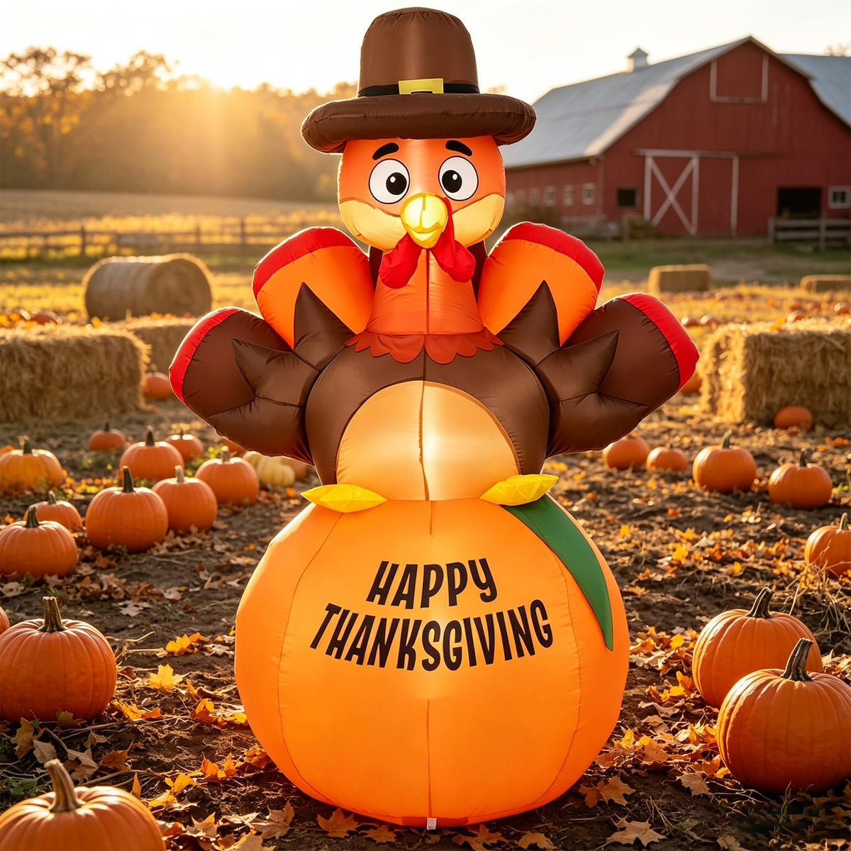Tangkula 6 ft Happy Thanksgiving Inflatable Turkey Yard Decoration