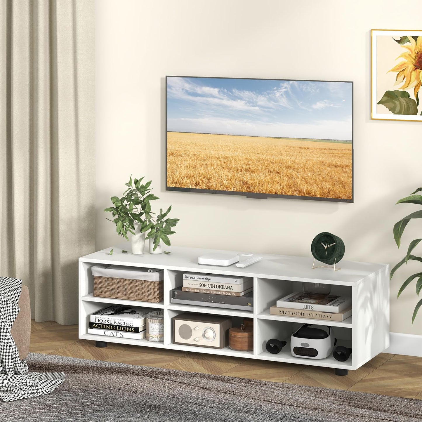 Tangkula White TV Stand for TVs up to 50” for Living Room