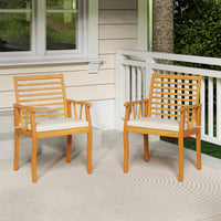 Tangkula Patio Chairs Set of 2/4 with Inclined Backrests and Slatted Seats