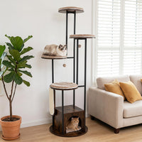 Tangkula Modern Cat Tree Tower with Top Perch (Rustic Brown)
