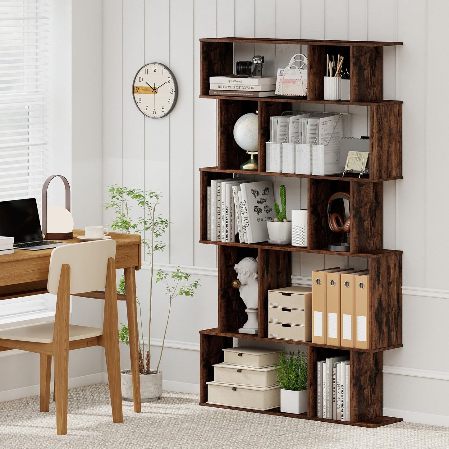 Tangkula 5-Tier Geometric Bookshelf 62”H Bookcase(1/2)