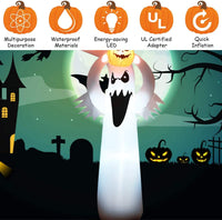 Tangkula 6Ft Halloween Inflatable Terrible Ghost w/Pumpkin