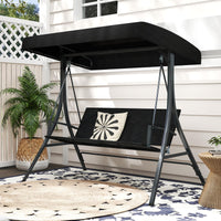 Tangkula 3 Person Wicker Porch Swing for Backyard